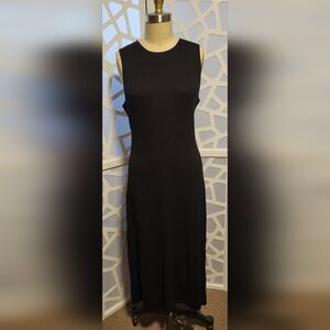 Uniqlo Black Sheath Cotton Blend Knit Sleeveless Midi Dress